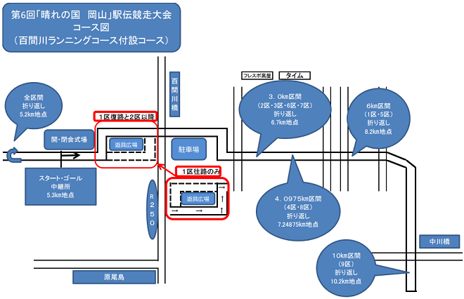 晴れの国岡山駅伝 コースマップ
