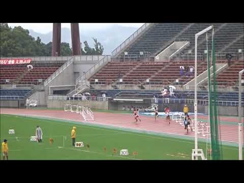 愛媛県高校新人大会2017・男子400mハードル予選1組、1着：幸村海志（三瓶高）57秒52