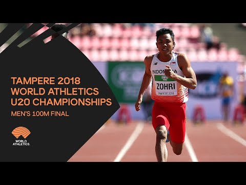 Men&#039;s 100m Final - World Athletics U20 Championships Tampere 2018