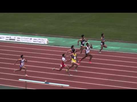 出雲陸上招待男子ｳｫｰﾑｱｯﾌﾟﾚｰｽ100m1組 ｳｵﾙｼｭｼﾞｭﾘｱﾝ10.53(+1.2) 高平慎士10.53原翔太10.53 Walsh Julian