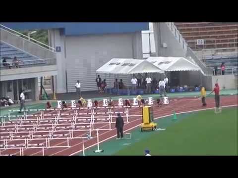 四国中学総体2017・陸上競技／女子100mハードル決勝、藤田結菜（西条北中）14秒83
