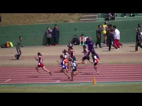 20180408福岡県春季記録会 中学女子3年100m決勝1組 Fukuoka Pref. Spring Track Meet J.H.S. Girls&#039;(A) 100m Final-1
