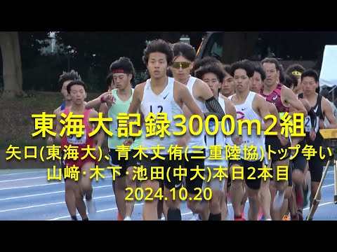 東海大記録会 3000m2組 矢口(東海大)、青木丈侑(三重陸協)トップ争い/山崎･木下･池田(中大)本日2本目 2024.10.20