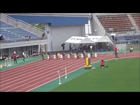 男子1年100m予選1組、1着：溝渕遼太（香長中）12秒18　～四国中学総体2017・陸上競技～