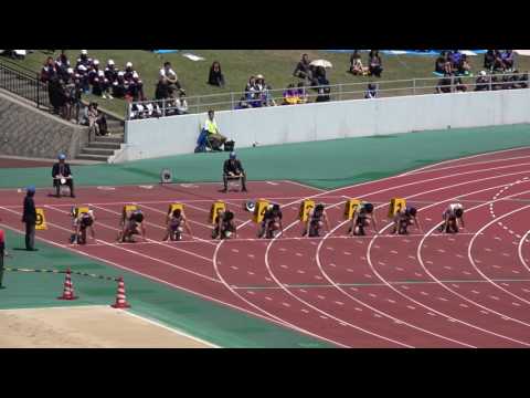 招待男子ｳｫｰﾑｱｯﾌﾟﾚｰｽ100m1組 桐生祥秀10.11(+1.1) Yoshihide KIRYU 1st