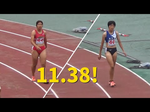 兒玉ｘ鶴田 準決勝 成年女子100m 鹿児島国体陸上2023