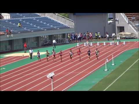 男子100m準決勝2組、1着：六郎面有佑（徳山大）10秒61　～第72回愛媛陸上選手権大会～