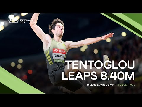Tentoglou 🇬🇷 flies to world-leading 8.40m in the men&#039;s long jump 👀 | World Indoor Tour 2023