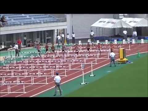 男子110mハードル予選2組、1着：鹿田真翔（飯山中）15秒02　～四国中学総体2017・陸上競技～