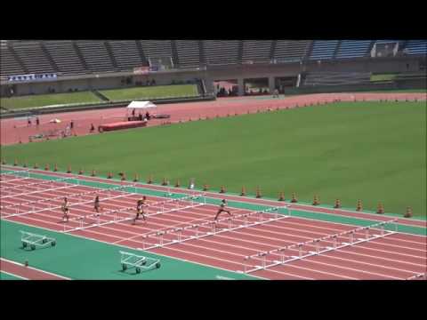 女子B（中学2年）100mハードル　予選1組、島村青空’15秒66’～ジュニアオリンピック陸上　高知県選考会～