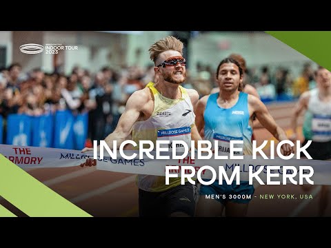 Kerr 🇬🇧 kicks to the victory in the men&#039;s 3000m 💥 | World Indoor Tour 2023