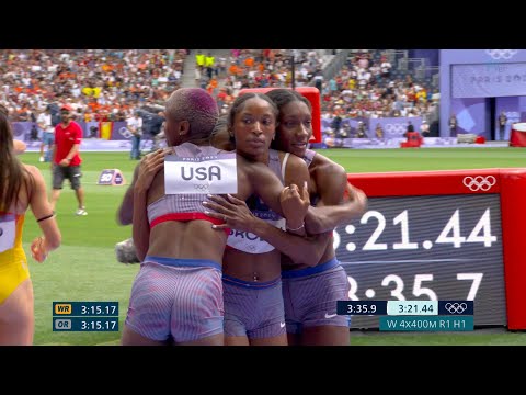 【強すぎる！五輪8連覇を目指すアメリカ】女子4×400mリレー 予選1組「全体トップの3分21秒44で決勝進出」【パリオリンピック】8月9日(金) 10時54分バレーボール 男子 3位決定戦