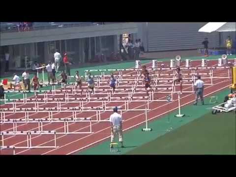 女子四種競技100mハードル1組、1着：髙石瑠那（港南中）15秒24 ～四国中学総体2017・陸上競技～