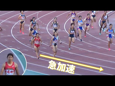 兒玉芽生がアンカー 鶴田２走 予選 女子リレー 4x100m 鹿児島国体陸上2023