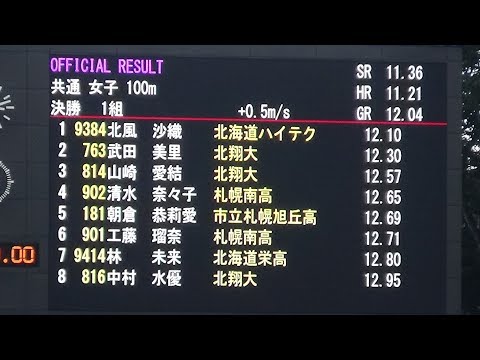女子100m_決勝_第84回札幌陸上選手権20190831