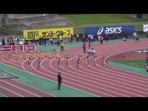 布施ｽﾌﾟﾘﾝﾄ2016 女子100m第1ﾚｰｽ4組河村仁美12.25(+1.3) Hitomi KAWAMURA 1st
