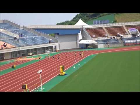 女子200m予選5組、1着：塩出理子（西条北中）26秒96　～第69回愛媛県中学校総合体育大会・陸上～