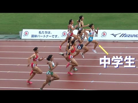 準決・決勝 少年B 女子100m 鹿児島国体陸上2023