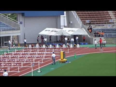 男子110mハードル予選1組、1着：二神翔吾（雄新中）14秒93　～四国中学総体2017・陸上競技～