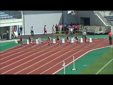 女子100m予選1組、1着：香川麻衣（聖ｶﾀﾘﾅ学園高）12秒75　～第72回愛媛陸上選手権大会～