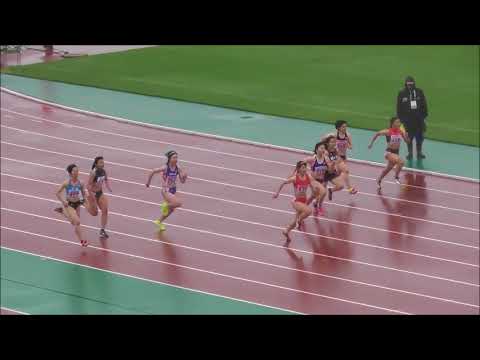 女子100m_準決勝1組_第71回北海道高校陸上20180613