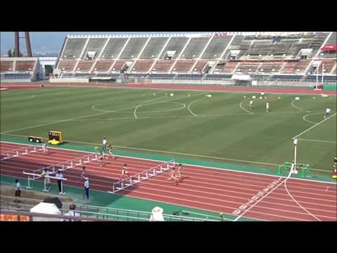 三好ひかり選手（済美平成高）少年女子B　100mユースハードル決勝、優勝タイム：15秒75　～えひめ国体選考大会～