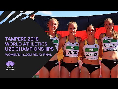Women&#039;s 4x100m Relay Final - World Athletics U20 Championships Tampere 2018