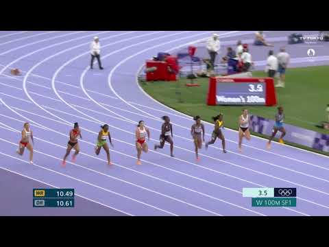 【陸上女子】アメリカのジェファーソンが『10.99』秒で1着 コートジボワールのタルースミス2着｜パリオリンピック 女子100m準決勝1組