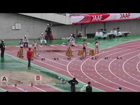 女子100m予選3組　U20日本選手権R01