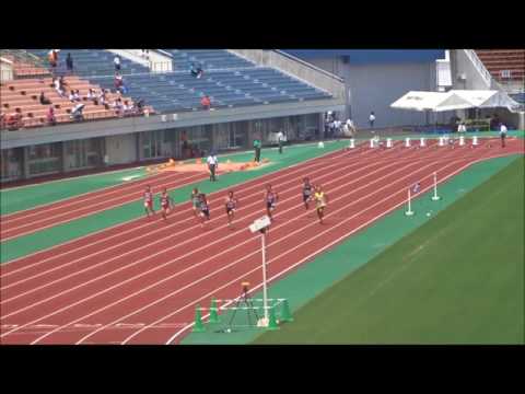 男子3年100m予選6組、1着：武智一真（松山南中）11秒50　～第69回愛媛県中学校総合体育大会・陸上～