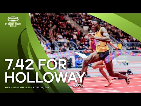 🇺🇸&#039;s Holloway wins the 60m hurdles in Boston | World Indoor Tour 2025