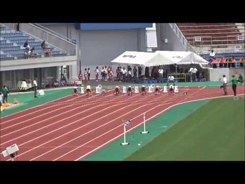 女子2年100m予選5組、1着：桑原萌々伽（西条南中）13秒21　～第69回愛媛県中学校総合体育大会・陸上～