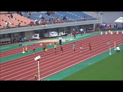 男子1年100m予選2組、1着：仁木悠人（北島中）12秒11　～四国中学総体2017・陸上競技～