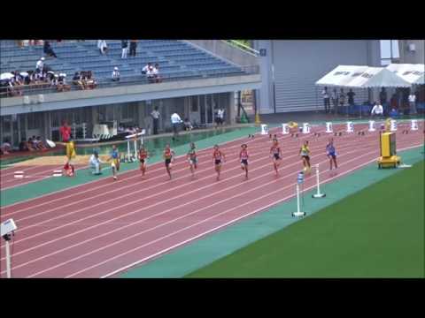 四国中学総体2017・陸上競技／女子1年100m決勝、山中柚花（高知中）13秒04