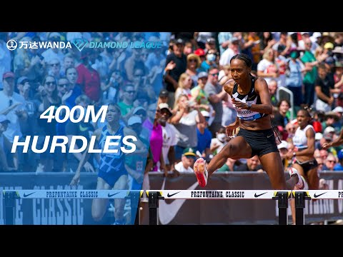 Dalilah Muhammad breaks the Eugene meeting record in the women&#039;s 400m hurdles - Wanda Diamond League