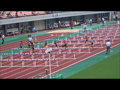 女子100mハードル予選2組、1着：髙石瑠那（港南中）15秒05　～四国中学総体2017・陸上競技～