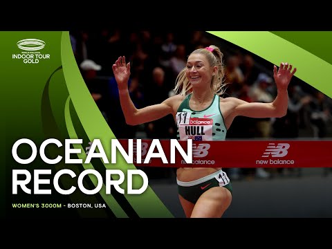 Jessica Hull breaks national record to win women&#039;s 3000m | World Indoor Tour 2024