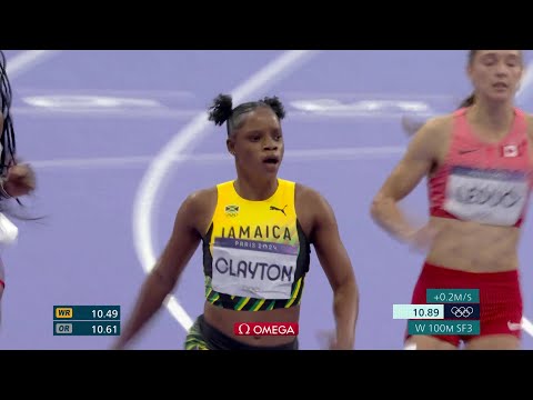 【陸上女子】次世代スプリンター 19歳ジャマイカのT.クレイトン『10.89』秒で1着！｜パリオリンピック 女子100m準決勝3組