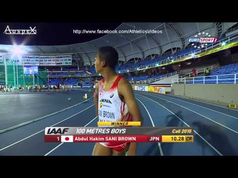 Sani Brown 100m 10.28 (-0.4m/s) 2015 world youth champion