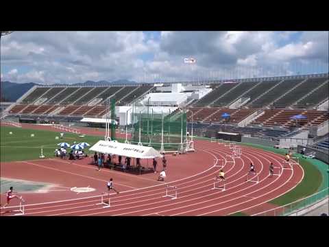 男子400mハードル予選3組、1着：西川真央（川之石高）　～第2回愛媛陸上競技協会強化記録会～