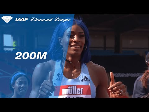 Shaunae Miller-Uibo catches Dina Asher smith at the line in Birmingham - IAAF Diamond League 2019