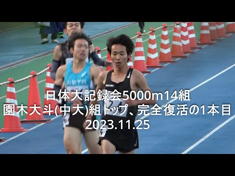 『復活の園木(中大)組トップの1本目』 日体大記録会 5000m14組 2023.11.25