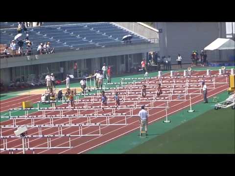 女子四種競技100mハードル2組、1着：宗石実珠綺（鏡野中）15秒76 ～四国中学総体2017・陸上競技～