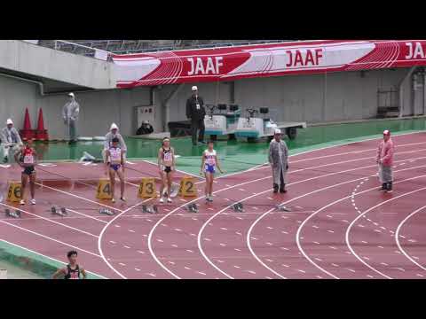 女子100m予選1組　U18日本選手権R01