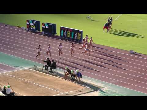 女子100m決勝　U18日本選手権R01