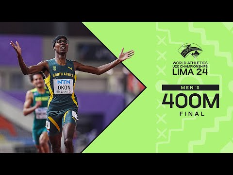 🇿🇦&#039;s Okon times it to perfection in the 400m final ⚡️ | World Athletics U20 Championships Lima 2024