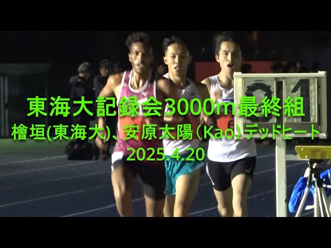 東海大記録会 3000m最終組 檜垣(東海大)/安原(kao) 2025.4.20