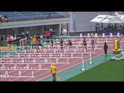 四国中学総体2017・陸上競技／男子110mハードル決勝、二神翔吾（雄新中）14秒77