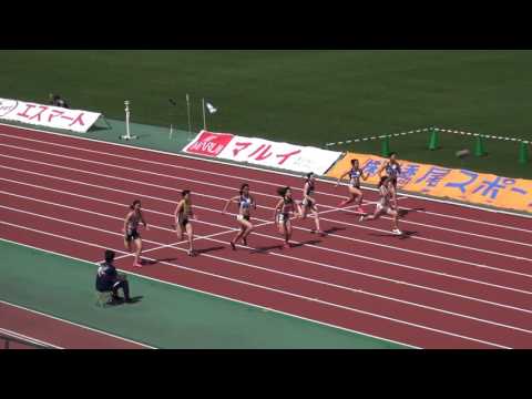 布施ｽﾌﾟﾘﾝﾄ2016 女子100m第2ﾚｰｽ1組荒木希実11.94(+2.6) Nozomi ARAKI 1st