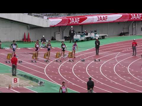 男子100m予選1組　U20日本選手権R01